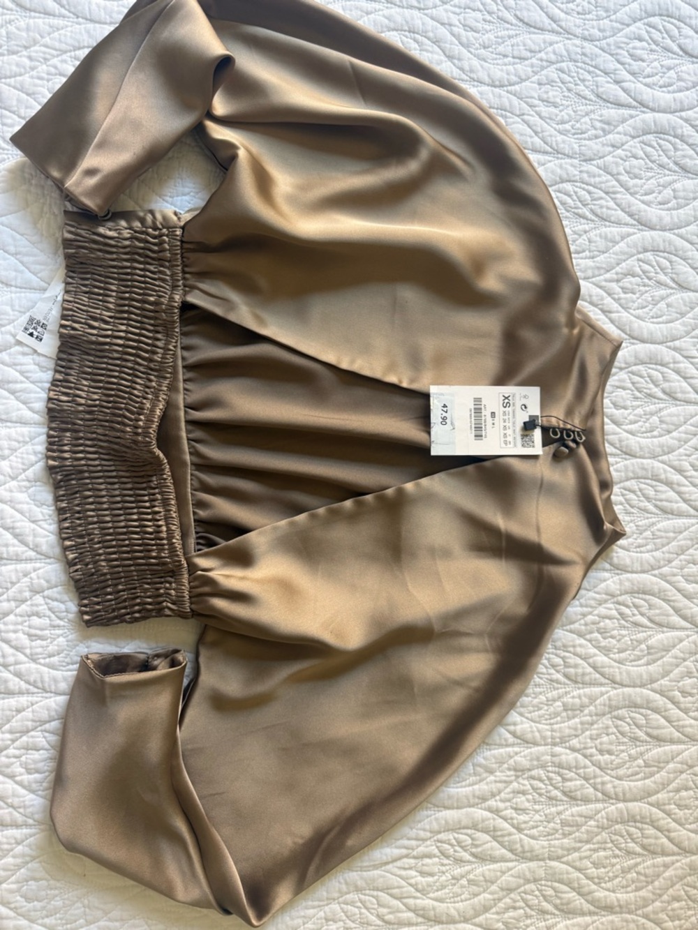 Zara Satin Bomber Jacket in Taupe